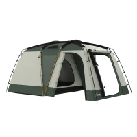 Outsunny Tenda da Campeggio 4 Posti Impermeabile con Zona Notte e Zona Giorno, in Poliestere, 460x300x200 cm, Verde(m-11)