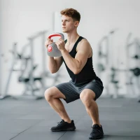 SPORTNOW Kettlebell 14 kg, haltère avec poignée ergonomique, haltère à boule, musculation, entraînement, 26 x 18 x 32 cm, rouge(m-10)