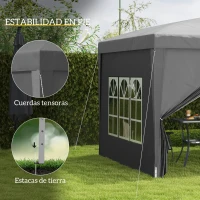 Outsunny Carpa Plegable Pop-up 3x3 m con 4 Paredes Laterales Anti-UV y Bolsa de Transporte Gris(m-6)
