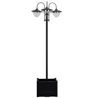 Outsunny 189cm 3-head Solar Lamp Post, Street Light with Planter, Automatic-on, 6 Hour Max Outdoor Ready LED Lighting, Black(m-10)