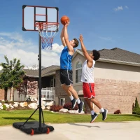 SPORTNOW Outdoor-Basketballkorb, 178-208 cm Verstellbare Korbhöhe, Basketballständer mit Rollen, für Jugendliche, Rot(m-2)