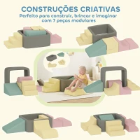 AIYAPLAY Conjunto de 7 Blocos de Espuma para Crianças Blocos de Psicomotricidade com Capas de Veludo Laváveis Multicolor(m-4)