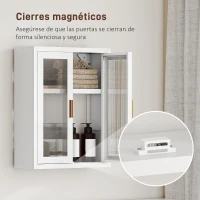 HOMCOM Armario de Baño de Pared Mueble de Baño Colgante Moderno con Estante Ajustable Puertas de Acrílico Blanco(m-8)