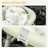 AIYAPLAY Bañera Plegable Bebé con Cojín de Baño Soporte con Botón Orificio de Drenaje y de Ducha Repisa Gancho Verde(m-7)