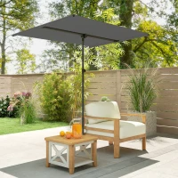 Umbrelă Outsunny pentru Exterioare 1.5x2 m Rotativă la 180°, din Poliester și Aluminiu, 150x205x120-215 cm, Gri Închis(m-7)
