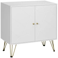 HOMCOM Meuble de rangement avec pieds épingles 2 portes et 2 étagères réglables 80 x 40 x 80 cm blanc doré(m-12)
