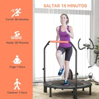 HOMCOM Cama Elástica Plegable Ø114 cm con Mango Ajustable Marco de Acero para Entrenamiento Piernas Cuerpo Naranja y Negro(m-7)