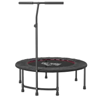 HOMCOM Trampoline de Fitness / Gymnastique Haute Performance Ø 100 cm élastiques Bungee + Guidon Hauteur réglable 116-132 cm Noir(m-7)