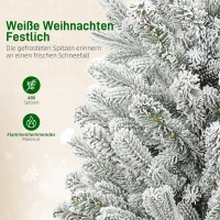 HOMCOM Mini Künstlicher Weihnachtsbaum 90 cm künstlich Tannenbaum mit Schnee, 486 Spitzen Zementbasis Leinenbezug(m-5)