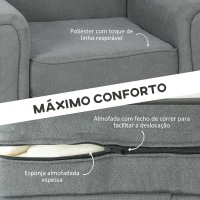 HOMCOM Poltrona Estofada em Tecido Poltrona Relax com Apoio para os Braços Assento Amovível e Lavável Pés de Madeira 79x78x87 cm Cinza Escuro(m-5)