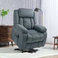 HOMCOM Sillón Relax Reclinable Eléctrico Levanta Personas con Mando a Distancia y Bolsillos Laterales Sillón Elevador Gris(m-2)
