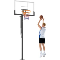 SPORTNOW Tabela de Basquetebol para Exterior Altura Ajustável 230-305 cm Aro Ø48 cm e Base Estável  Preto(m-10)