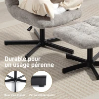 HOMCOM Fauteuil salon avec repose-pieds, chaise pivotante, hauteur réglable, dossier inclinable, 66 x 80 x 93-104 cm, gris(m-8)