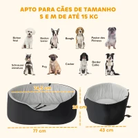 PawHut Assento de Carro para Cães Pequenos e Médios até 15 kg com Capa Removível e Lavável Cinto de Segurança e Base Antiderrapante 77x43x28 cm Preto(m-3)