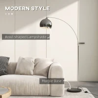 HOMCOM Lampă de podea vintage în arc cu bară ajustabilă, întrerupător de picior, soclu E27, argintiu(m-4)