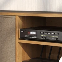 HOMCOM TV-Möbel für Fernseher bis 127 cm mit 2 Stoffschubladen und offenen Fächern Holz und Hellbraun(m-5)