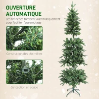 HOMCOM Sapin de Noël artificiel 210 cm, arbre de Noël slim avec 300 lumières 8 modes d'éclairage 826 branches articulées, vert(m-7)