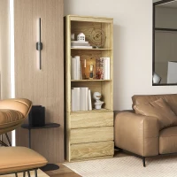 HOMCOM Bibliothèque haute de 180 cm avec 3 étagères et 3 tiroirs dim. 60L x 35l x 180H cm Panneaux Particules effet bois(m-10)