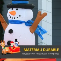 HOMCOM Père Noël gonflable avec traîneau et rennes 200 cm 5 lumières LED décoration de Noël intérieure et extérieure rouge(m-5)