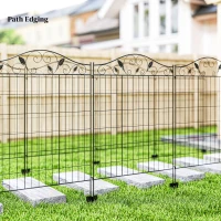 Outsunny Garden Decorative Fence - 4 Panels, 44in x 12ft, Metal Wire Landscape Border Edging(m-9)
