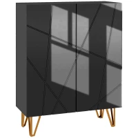 HOMCOM Meuble à chaussures meuble de rangement à chaussures 2 portes étagères réglables 72 x 31,5 x 95 cm noir laqué(m-12)