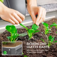 Outsunny Gartenbeet, Pflanzkasten mit Stahlgehäuse, Hellgrau, 120 x 120 x 30 cm(m-5)