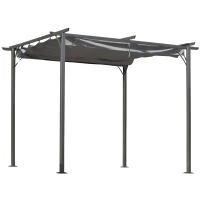 Outsunny Pergola rétractable 3L x 3l x 2,30H m structure métal époxy anticorrosion, toile polyester haute densité incluse gris(m-12)