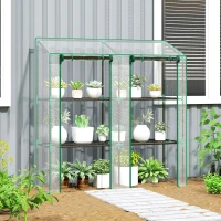 Outsunny 46 x 143cm Mini Lean-To Greenhouse, with Three Inner Shelves(m-9)