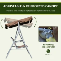 Outsunny 3-Seater Swing Chair with Canopy, Garden Swing Seat Patio Hammock Bench, Brown(m-4)