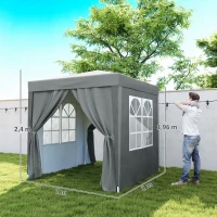 Outsunny Tonnelle de jardin extérieure tonnelle pliante pop-up réglable en hauteur protection UV 2 x 2 m gris(m-3)
