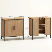 HOMCOM Mobile sottolavabo, mobile bagno con 2 ante e ripiano regolabile, stile moderno, 60 x 30 x 60 cm, rovere(m-3)