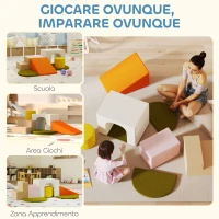 AIYAPLAY Set 8 Costruzioni Morbide per Bambini 0-3 Anni da Interni, in Velluto e Schiuma PU Arancione(m-9)