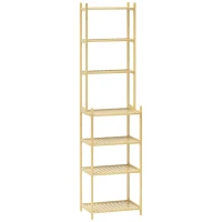HOMCOM Étagère salle de bain en bambou à 7 niveaux pour cuisine, salle de bain, salon, 44 x 33 x 180 cm, bois naturel(m-12)