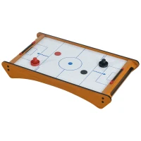 HOMCOM 2.5FT Tabletop Air Hockey Game Table Wooden Portable Party Table, 2 Pucks Pushers Fan for Youth and Adult, Brown(m-10)