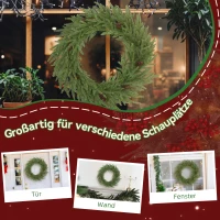HOMCOM Weihnachtskranz mit Zapfen, Türkranz Künstlicher Weihnachtskranz für Tür Grün, Ø60 x 15 cm(m-6)
