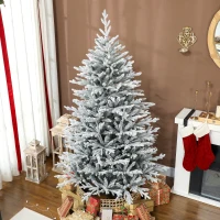 HOMCOM Künstlicher Weihnachtsbaum 180 cm künstlich Tannenbaum mit Schnee, 1976 Spitzen für drinnen(m-8)