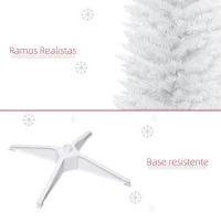 HOMCOM Árvore de Natal Artificial 210 cm Ignífugo com 199 Ramos de PVC Decoração de Natal para Interiores Branco(m-6)