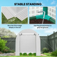 Outsunny Walk in Polytunnel Greenhouse, Green House for Garden with Roll-up Window and Door, 1.8 x 1.8 x 2 m, White(m-5)