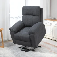 HOMCOM Fauteuil releveur électrique fauteuil massant inclinable avec repose-pied télécommande revêtement synthétique tissu gris(m-10)
