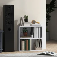 HOMCOM Bibliothèque étagère de rangement avec 2 compartiments et étagère réglable, 60 x 24 x 63 cm, blanc(m-10)