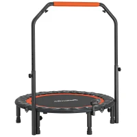 HOMCOM Trampoline de fitness gymnastique avec poignée réglable pliable écran LCD 6 pieds 28 ressorts Ø 102 x 123 cm noir rouge(m-12)