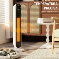 HOMCOM Termoventilatore in ABS da 2000W con Telecomando, Oscillazione e Timer, 30x22x82.5 cm, Bianco(m-7)