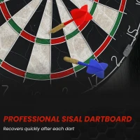 SPORTNOW Bristle Dartboard with Cabinet, 6 Steel Tip Darts, Cabinet(m-6)