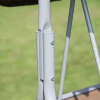 Outsunny 3-Seater Swing Chair with Canopy, Garden Swing Seat Patio Hammock Bench, Brown(m-8)