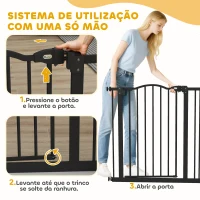 PawHut Barreira de Segurança para Cães com Largura Ajustável 74-80 cm e Extensões para Escadas e Portas Preto(m-6)