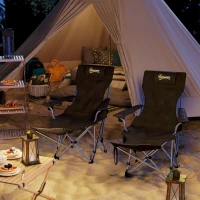 Outsunny Lot de 2 chaises de camping pliante inclinable avec repose-pieds, sac de rangement, porte-gobelet et appui-tête, noir(m-10)