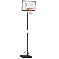 HOMCOM Panier de Basket extérieur avec poteau panneau, base de lestage sur roulettes hauteur réglable 2,55 - 3,05 m (panier) usage intérieur extérieur noir blanc(m-12)
