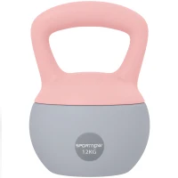 SPORTNOW Kettlebell de 12 kg Pesa Russa Preenchida de Areia Metálica e Alça Antiderrapante para Treino em Casa Ginásio Ø21x30 cm Rosa(m-10)