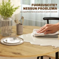 HOMCOM Set Tavolo da Pranzo Rotondo con 4 Sedie Salvaspazio in Legno e Metallo Stile Industriale(m-7)