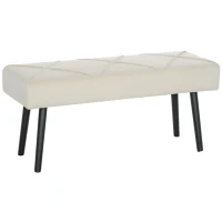 HOMCOM Banco de Pé de Cama Multifuncional e Moderno Banco de Dormitório com Pés de Aço e Assento Acolchoado 100x36x45 cm Creme(m-1)